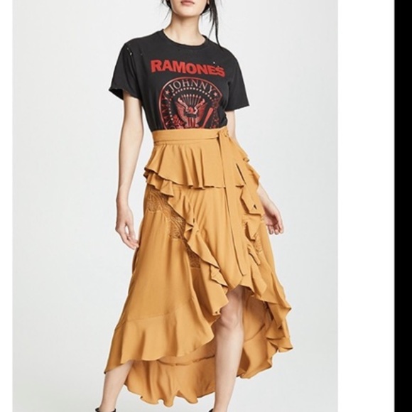 IRO Mustard Breathe Ruffle Skirt - Picture 2 of 12